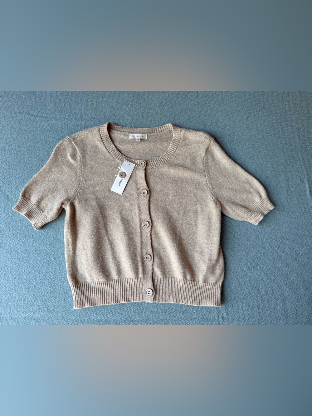Cream Short-Sleeve Button Cardigan Sweater juniors size medium